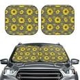 thumbnail image 2 of Xecao Sunflowers On Black And White Stripes for Foldable Car Sun Shades (2-Pack) offer sun protection with an easy-fold design for convenient windshield shading., 2 of 7