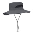thumbnail image 4 of Sombrero de cubo, sombrero para el sol, gorras de playa, secado rápido, ala ancha, gorras de camping de verano, pesca Gris oscuro, 4 of 9