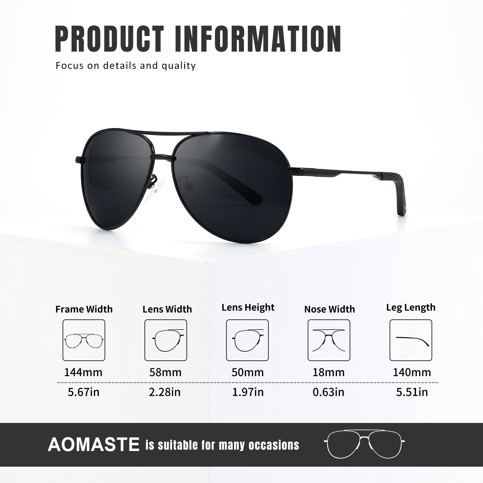 AOMASTE Polarized Aviator Sunglasses, 3-Pack photo 5