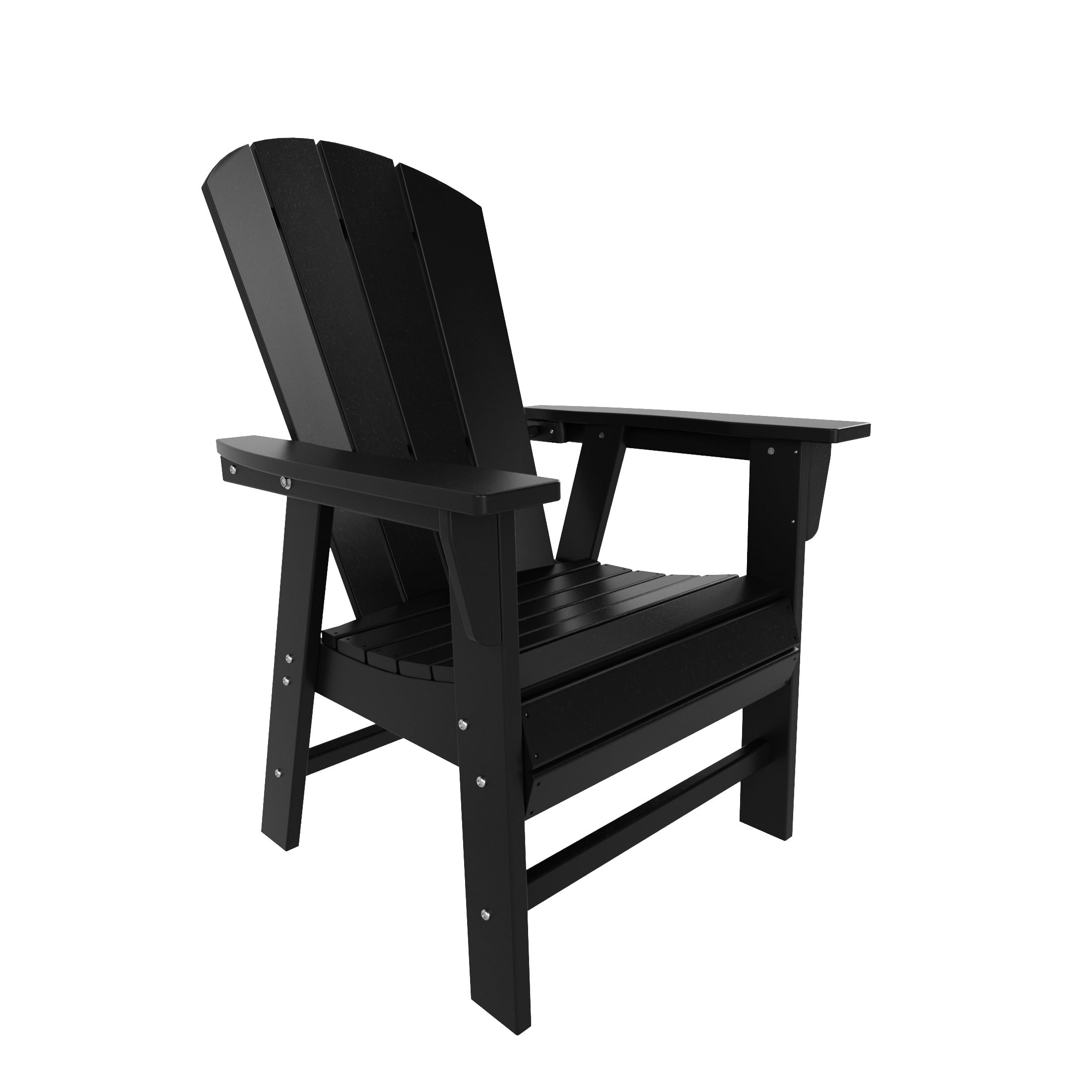 WestinTrends Malibu 5 Piece Adirondack Outdoor Dining Set, All Weather Poly Lumber Patio Table and Chairs Furniture Set, 43" Trestle Square Dining Table and 4 Adirondack Dining Chair, Black