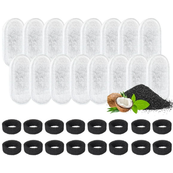 Filtros de fuente de agua para gatos, paquete de 32 filtros de fuente para gatos, filtros de repuesto para fuente de gato de acero inoxidable de 67 oz/2 L y 108 oz/3,2 L, filtros de fuente de agua par