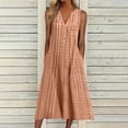 thumbnail image 2 of CNKOO Nouvelles Robes Décontractées Femmes Mode Décontractée Sans Manches Col Boutonné Rayé Imprimé Poche Robe Maxi Robes Femmes Été, 2 of 9