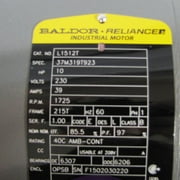 10 HP Single Phase Baldor Electric Compressor Motor 1725 RPM 215T Frame 230 Volt
