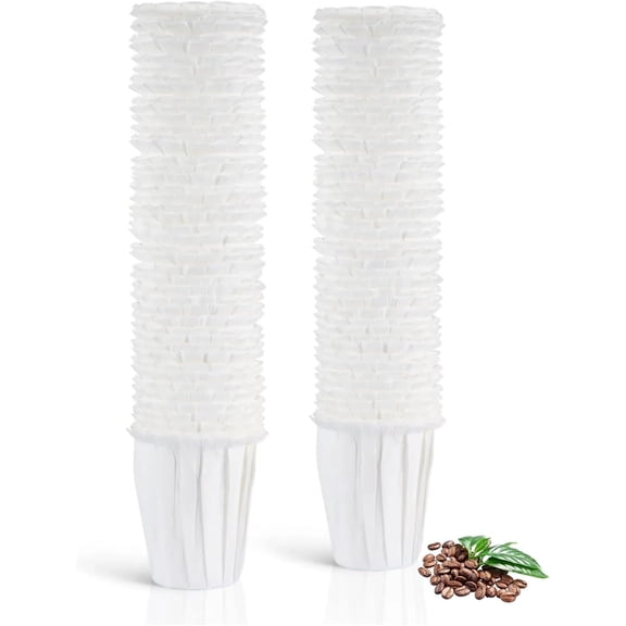 200 Pack Disposable Paper Coffee Filters K Cup Paper Filters for 2.0 K-eurig Single Brewer Reusable Cups, K-Cup Coffee Pods, Fit Most 2.0 K eurig Single Serve Filter Brands Coffee Pods (White, Large)