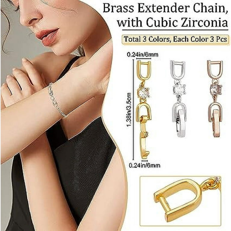 8Pcs 4 Styles 18K Gold Plated Fold Over Clasp Necklace Bracelet Extenders  Cubic Zirconia Extension Clasps for Bracelet Necklace Jewelry Making  2pcs/Style 