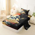 thumbnail image 2 of jejeloiu Black Cute Cat Twin Sheet Sets Kids,Japanese Style Print Bedding,3-Piece, 2 of 6