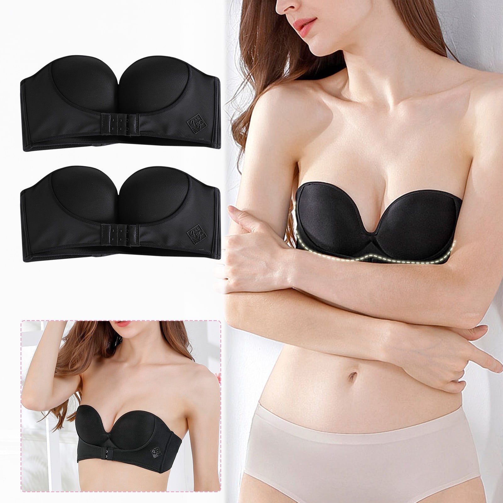 YUNAFFT Sports Bras for Women Plus Size Clearance Women's Stretch Strapless  Bra Summer Bandeau Bra Plus Size Strapless Bra Comfort Wireless Bra