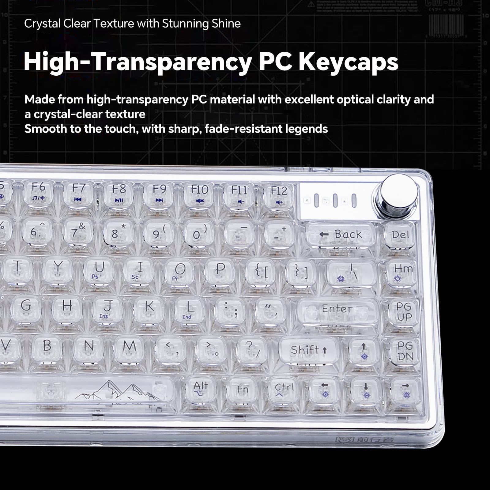 Wireless 82 Hot Swappable Transparent Mechanical Keyboard with Clear Keycaps, BT5.0/2.4G/USB-C Triple Mode mechanical Keyboard, RGB Backlit for Windows/Mac(Crystal Ice Switch,White)