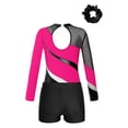 thumbnail image 4 of iiniim Kids Girls Gymnastic Leotard Athletic Bodysuit Dance Unitard with Tumbling Shorts Scrunchies Set Hot Pink&Black 14, 4 of 7