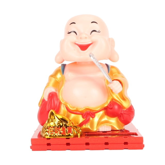 Estatuilla De Buda Solar, Estatua De Buda ABS Con Energía Solar Para Sacudir La Mano, Para Decoración De Escritorio De Coche, Oficina En Casa