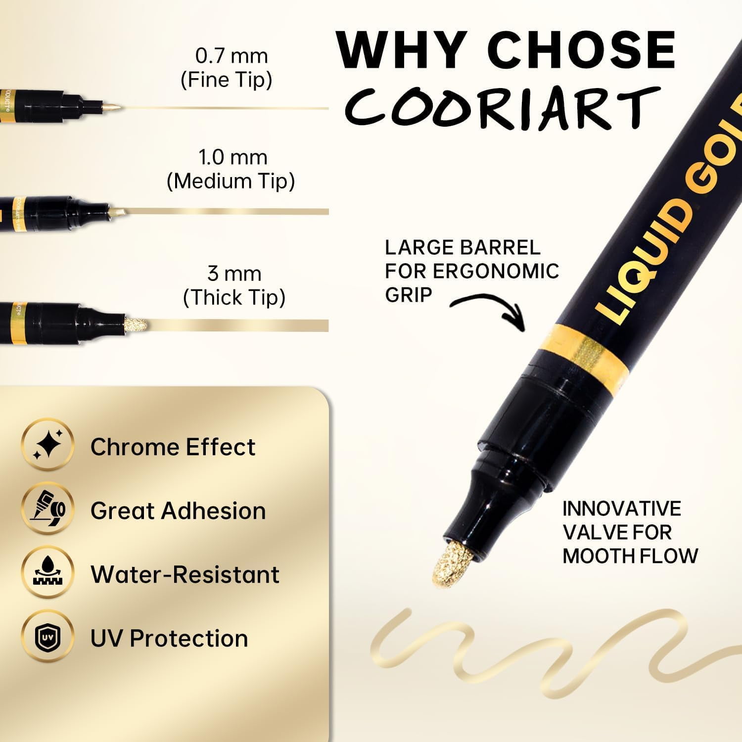 Liquid Gold Chrome Pen, Liquid Gold Chrome Markers, Supper Golden Metallic Paint Pens, Liquids Chromes Golds Paint Pen, For Repairing Ceramic, Plastic, Metal, Glass, And Art Craft Model Cars (5PC)