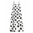thumbnail image 7 of Women's Flowy Wide Leg Jumpsuit Black White Floral Summer Beach Casual Sleeveless Rompers with Pockets, 7 of 7