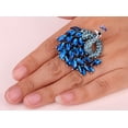 thumbnail image 2 of Peacock Stretch Rings for Women Fit Finger Size 6.5 to 9 Rhinestone Silk Scarf Holders, 2 of 4