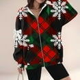 thumbnail image 3 of Christmas Jacket For Women Hooded Front Zip Xmas Print Bow Outwear Plus Size Casual Holiday Cardigan With Pockets (M, Red-A), 3 of 4
