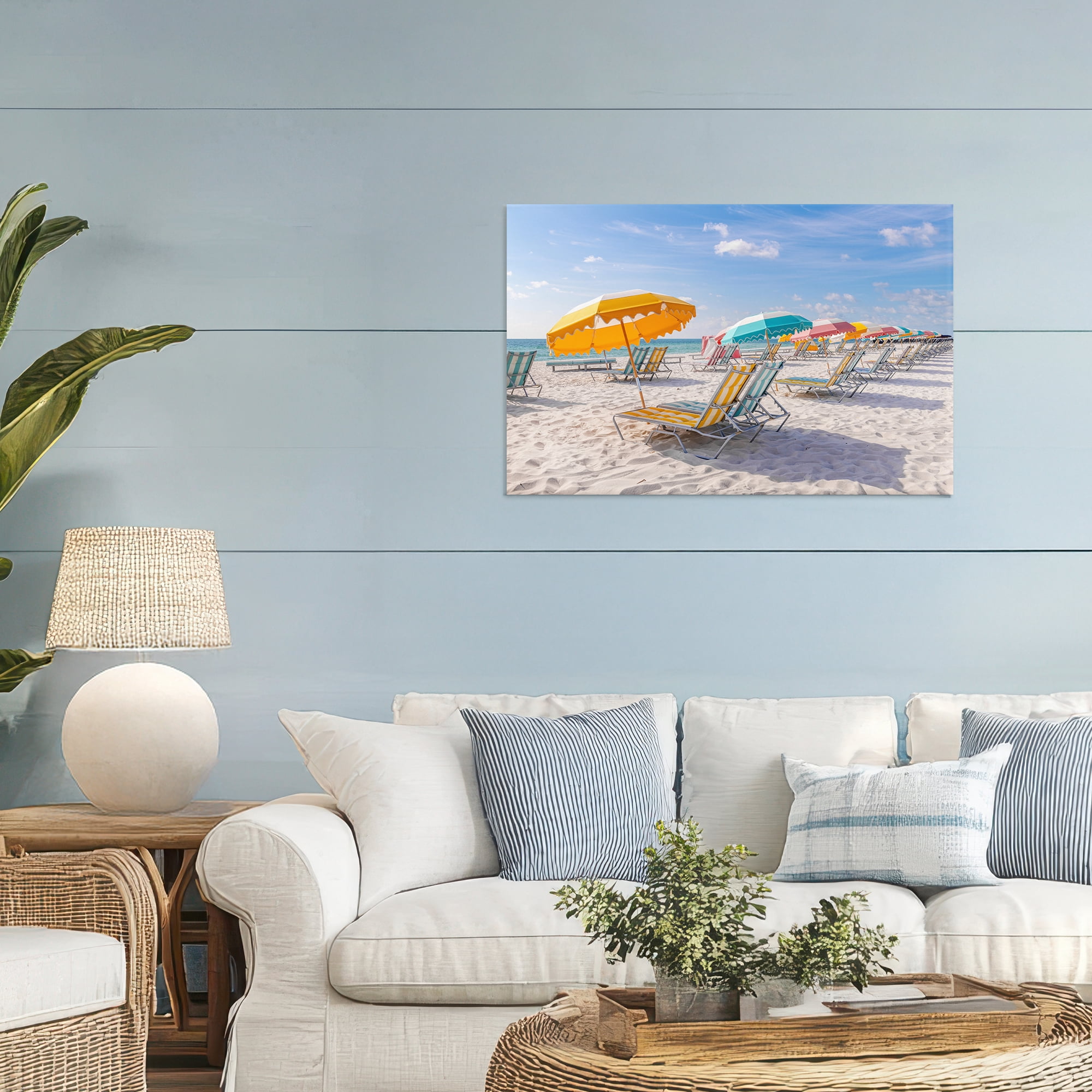 Stupell Industries Striped Umbrellas on Sunny Beach Canvas Wall Art, design by Richard Silver