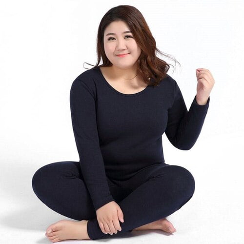 PIKADINGNIS Long Sleeve Women Thermal Long Johns Autumn Women Long Johns  Solid Warm Women Thermal Underwear 3XL 4XL 5XL 90KG Wear 