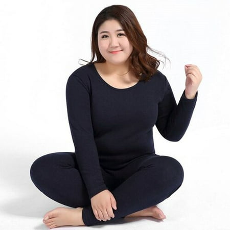 

DanceeMangoo Long Sleeve Women Thermal Long Johns Autumn Women Long Johns Solid Warm Women Thermal Underwear 3XL 4XL 5XL 90KG Wear