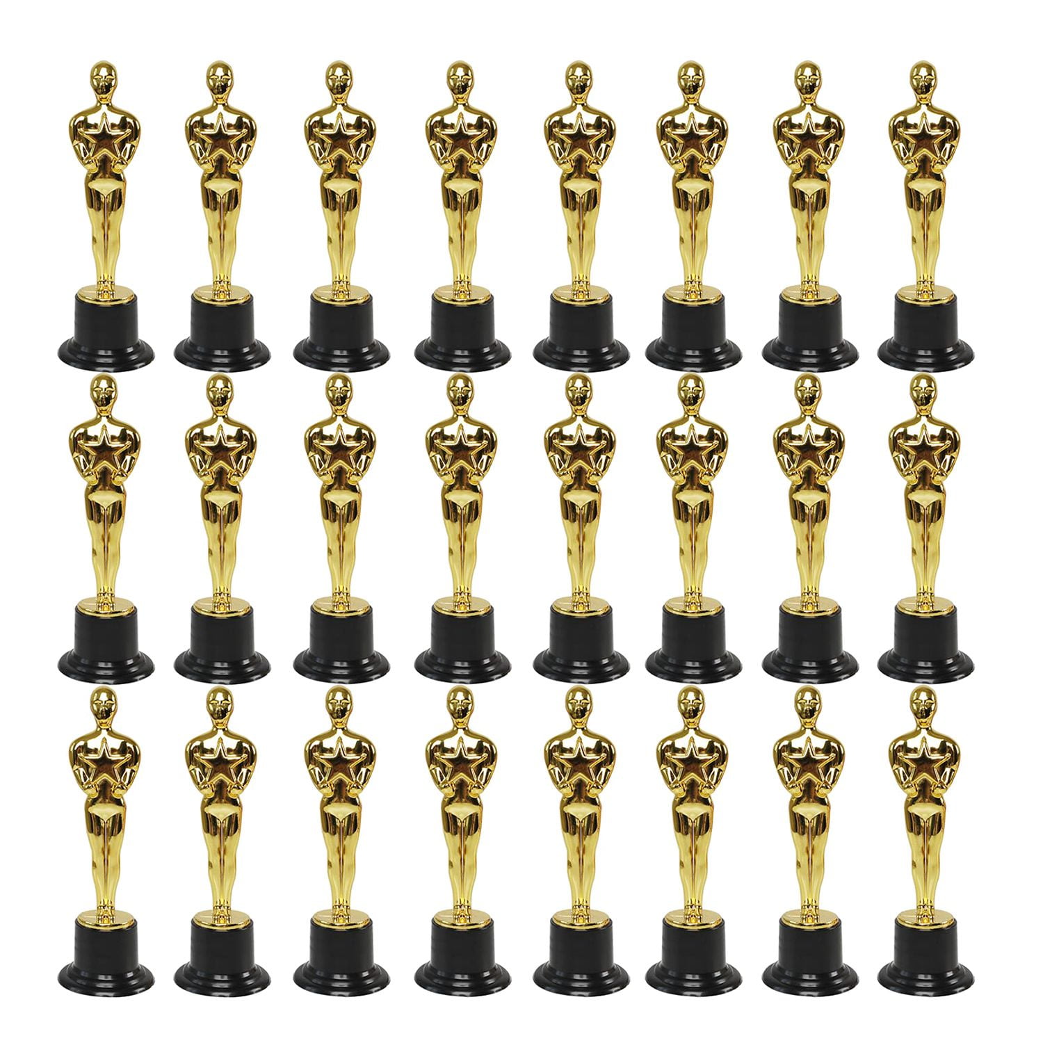 24 Pack Plastic Gold Star Award Trophies Statuette for Party Favors,School Award,Game Prize,Party Prize