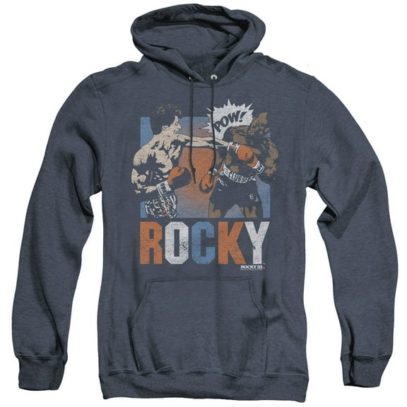 Rocky Rocky Pow Adult Heather Hoodie Sweatshirt Navy