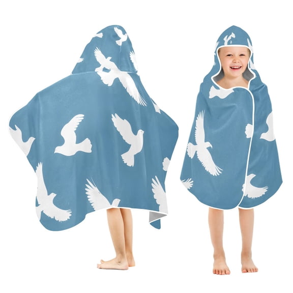 Pigeon Flying Kids Hooded Beach Towel Baby Bath Poncho Towels with Hood Absorbent 50"x23.5" for Pool Swimming