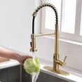 thumbnail image 3 of WELLFOR Touchless Kitchen Faucet with Pull Down Sprayer, Motion Sensor Kitchen Faucet Single Kitchen Faucet High Arc Pull Out Faucet, Brush Gold, 3 of 7