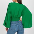 thumbnail image 5 of Blouses à Manches Longues pour Femmes Mode Décontractée Printemps et Été Couleur Unie Manches Longues Col en V Blouses & Blouses pour Femmes Mode Été Manches Longues Blouses Été, 5 of 5