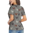 thumbnail image 3 of Fuzoiu Rooster Print Women's Classic V-Neck T-Shirt, Short Sleeve V Neck Tees for Casual Everyday Wear,Casual Fit Tee,Summer Fashion Tops-Small, 3 of 5
