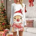 thumbnail image 6 of Drie Long Sleeve Dress Hoodie Women Christmas Sweater Dress Printed Long Sleeve Knit Mini Dress Xmas Tunic Dress White,2XL, 6 of 6