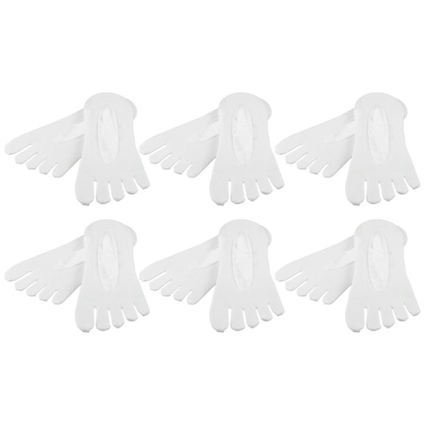 Unique Bargains Toe Calcetines Transpirable Split Toe Calcetines de compresión para mujer Antideslizante Blanco 6 pares Nylon