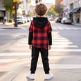 thumbnail image 7 of Gerichy Toddler Boy Clothes Fall Winter Outfit, Boys Clothes 2T 3T 4T 5T 2 Piece Plaid Hooded Button Top Pants Set for Toddler Little Kids 3T-7T, 7 of 7
