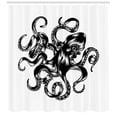 thumbnail image 3 of Ambesonne Octopus Shower Curtain, Sea Animal Silhouette Art, 69"Wx70"L, White Charcoal Grey, 3 of 3