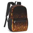 thumbnail image 2 of 17 Inch Lightweight Backpack,PVC Waterproof Oxford Fabric, Ergonomically Designed, with Large Capacity, Fire Flame Baseball Print, 2 of 5