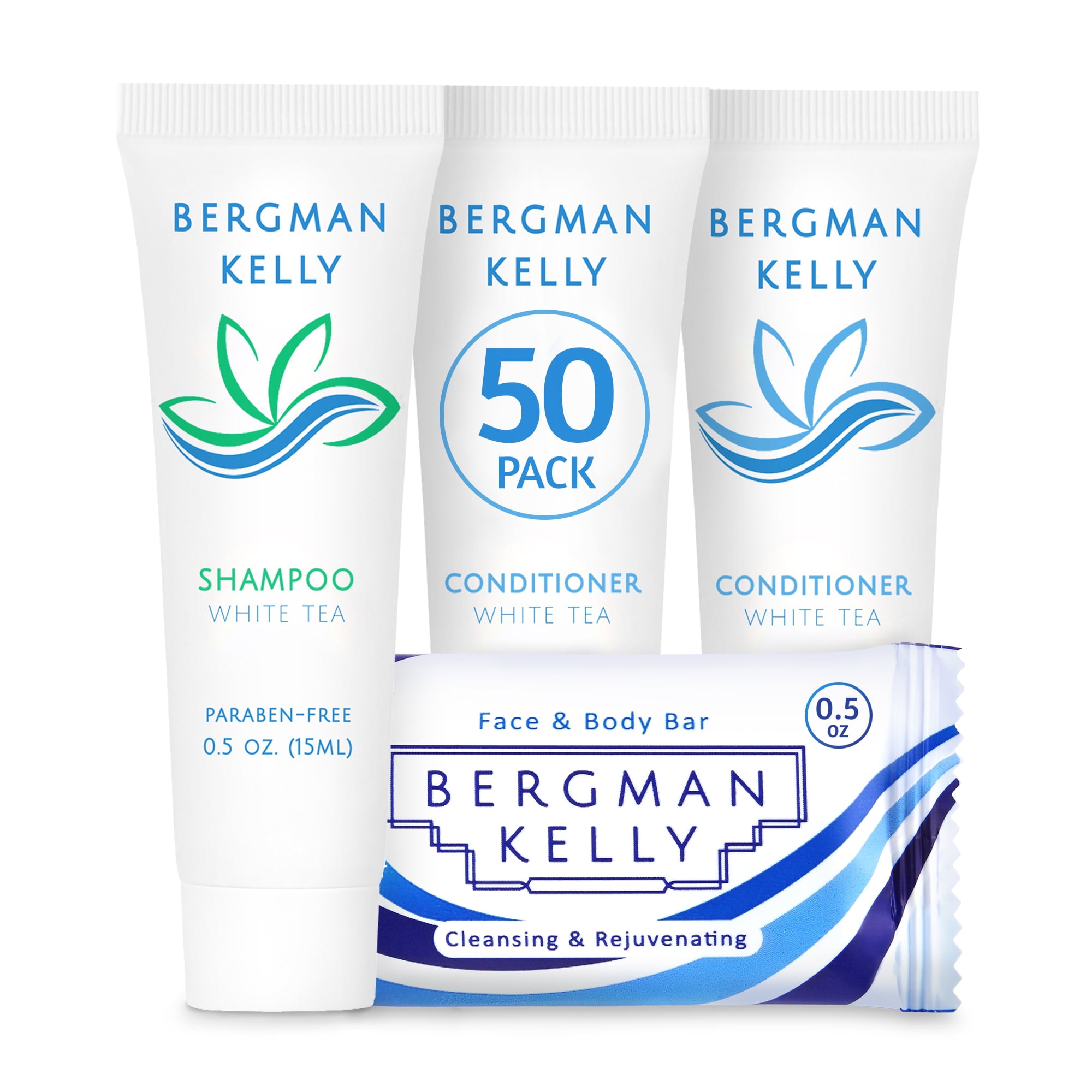 BERGMAN KELLY 0.5 oz Sanitary Soap Bars, 0.5 fl oz Shampoo + 0.5 fl oz Conditioner, 3Piece Set