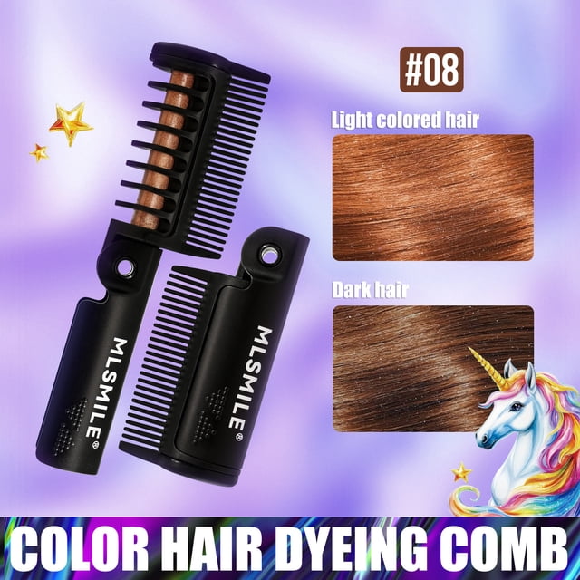 Peine desechable colorido para teñir el cabello, plegable, 12 colores, temporal, 4,2 g, color peludo
