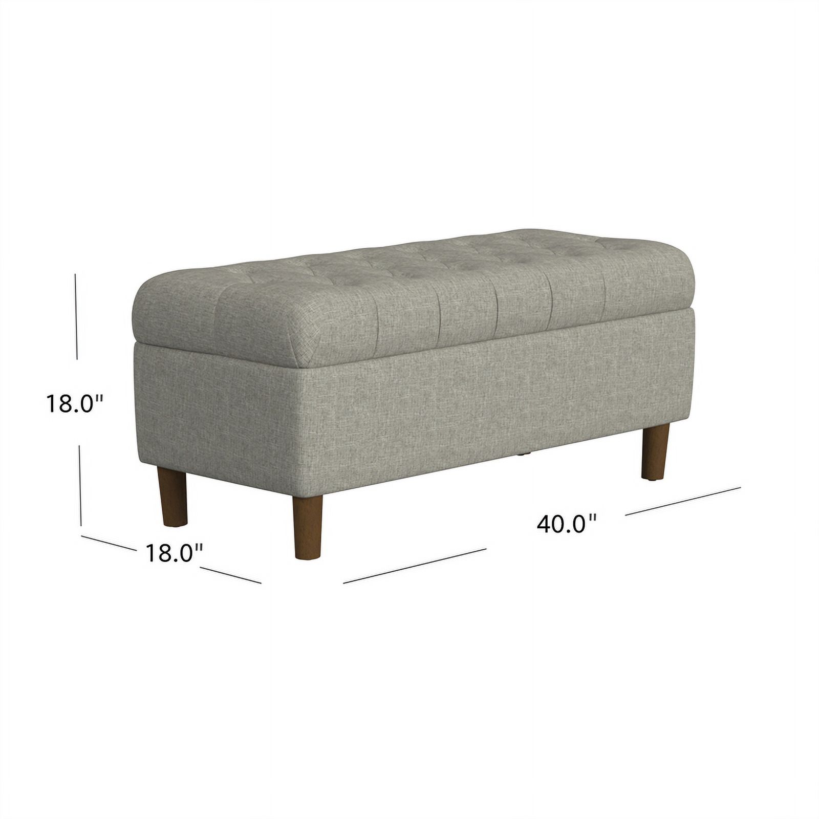 HomePop Button Tufted Storage Bench, Gray photo 3