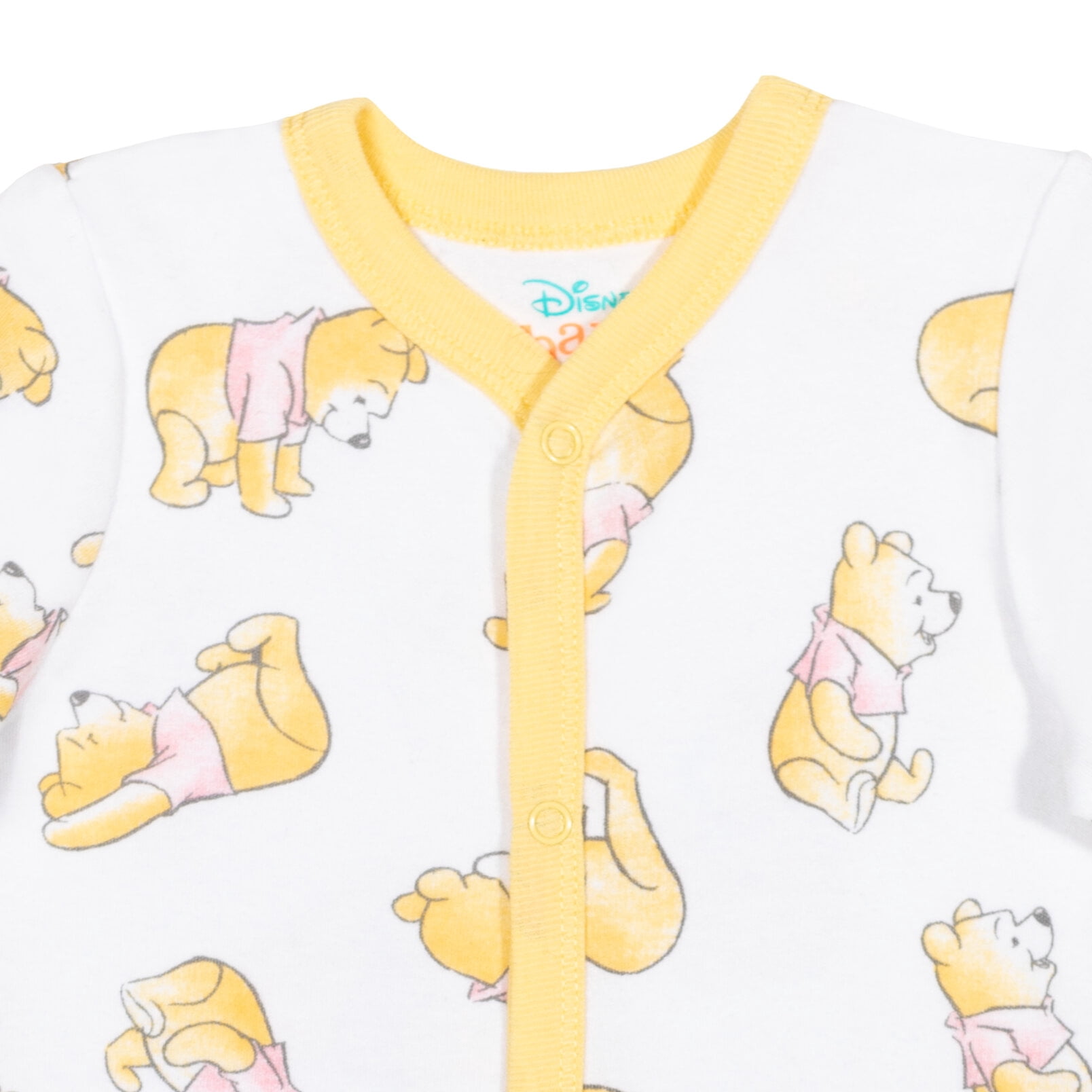 Disney Winnie the Pooh Baby Boys' 2-Pack Footed One-Piece Sleep N' Play Pooh White Grey