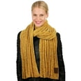 thumbnail image 3 of C.C Women's Ultra Soft Chenille Ribbed Thick Warm Knit Shawl Wrap Scarf-Mustard, 3 of 4