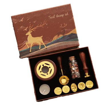 Symkmb Wax Seal Stamp Set Lacquered Stamp Sealing Wax Kit DIY Craft Supplies Wedding Invitation Decorative Sealing Wax Set Metal   Wood