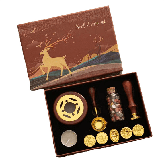Symkmb Wax Seal Stamp Set Lacquered Stamp Sealing Wax Kit DIY Craft Supplies Wedding Invitation Decorative Sealing Wax Set Metal Wood