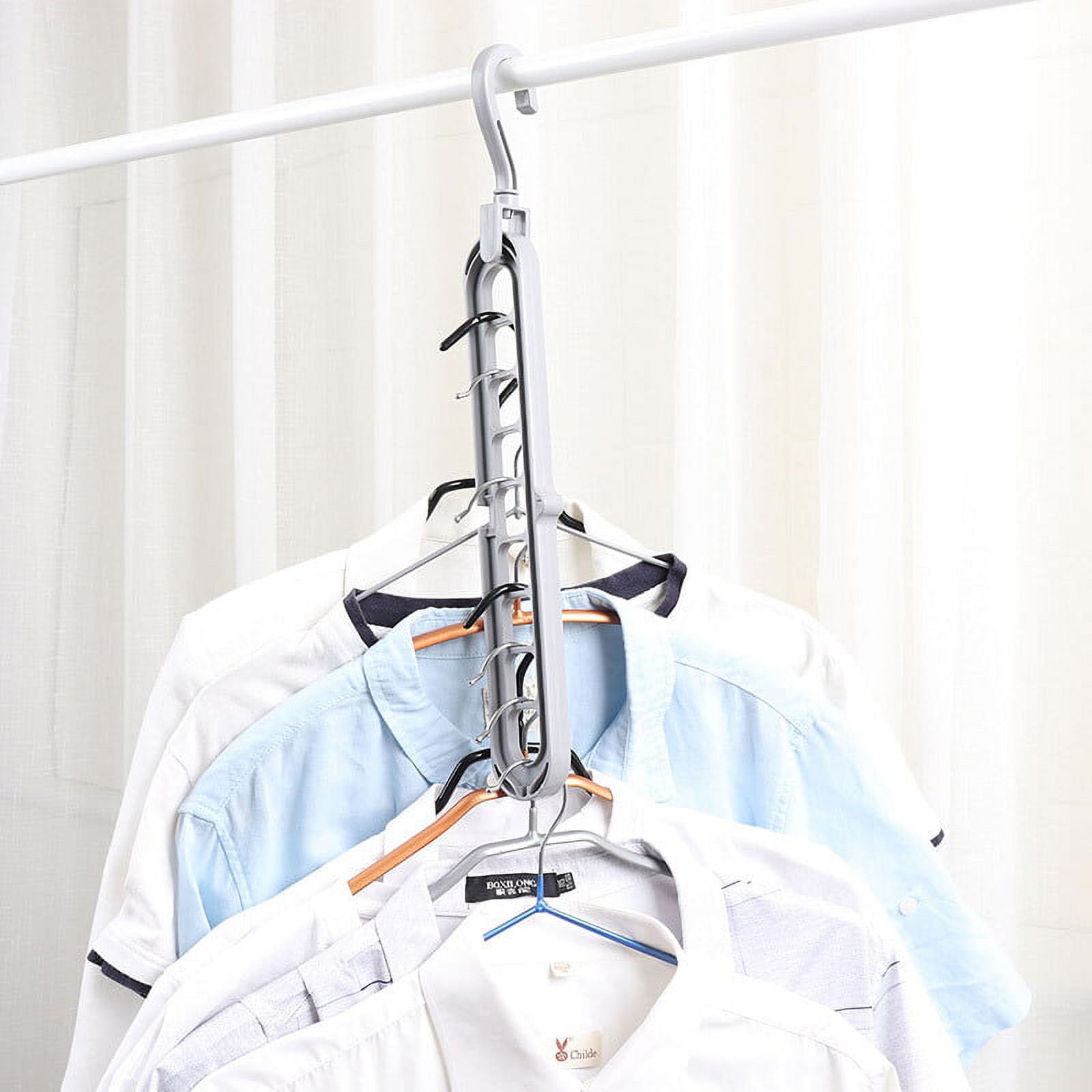 Space Saver Hangers for Clothes Multifunctional Clothes Hangers Closet Organizer Hook Rack - 10 PCS (Gray)