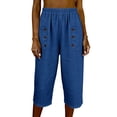 thumbnail image 2 of Noric Women's Cotton High Waist Casual Capri Pants with Button Pocket Elastic Waist Relaxed Fit Solid Yoga Runing Trousers, 2 of 7