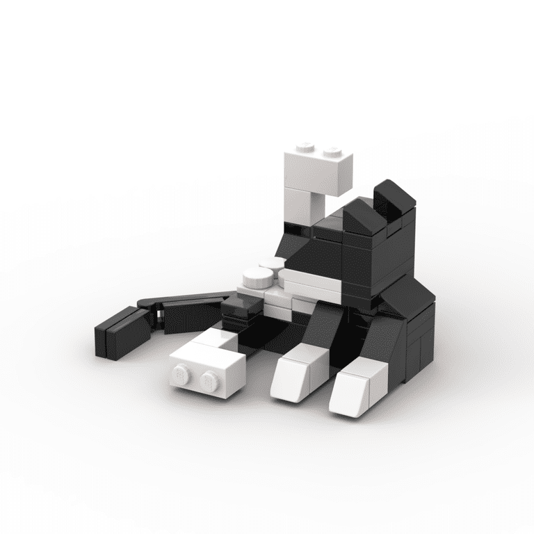 MOC Licking Cat Building Set Cute Brown White Cat Bricks Toy 62