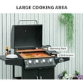 thumbnail image 4 of Outsunny 4+1 Burner Liquid Propane Gas Grill Outdoor Cabinet Style BBQ Trolley w/ Side Burner, Warming Rack, Side Shelf, Storage Cabinet, Thermometer, 4 Wheels, Carbon Steel, Black, 4 of 9