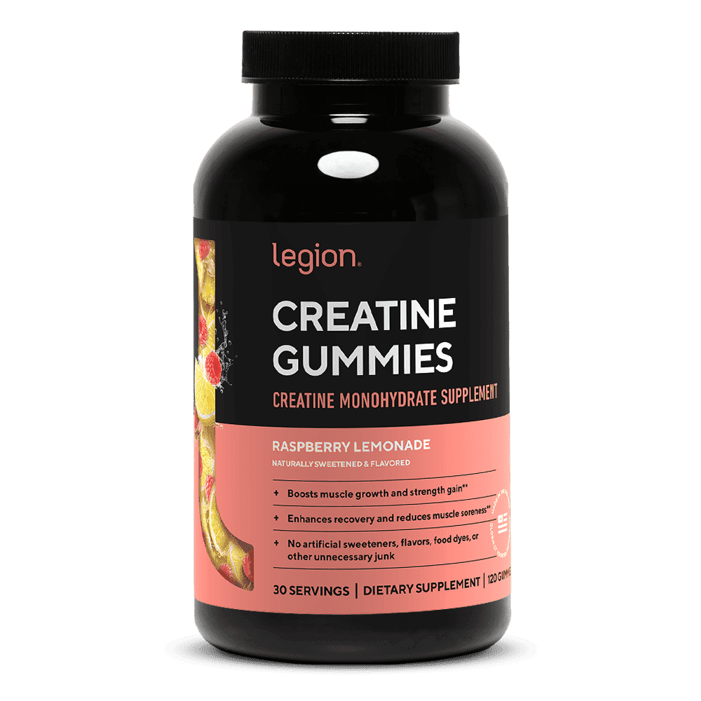 Legion Creatine Monohydrate Gummies, 5g of Creatine Per Serving, Raspberry Lemonade, 120 Count
