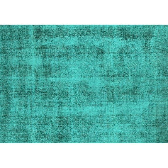Ahgly Company Indoor Rectangle Oriental Turquoise Blue Industrial Area Rugs, 7' x 10'