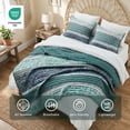thumbnail image 3 of Regency Heights Boho Floral 3 Piece Quilt Set, Lightweight Reversible Patchwork Quilt Bedding Set with Pillowcases, Soft Breathable Bedspread for All Season, Green, Full/Queen, 3 of 7