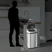 SensorCan Automatic Sensor Touchless Kitchen Trash Can Stainless Steel - 13 Gal / 49 L - Oval Shape