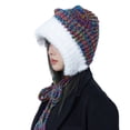 thumbnail image 5 of SikaFu Autumn And Winter Lovely Ears Big Head Circumference Color Thick Rough Wool Female Warm Face, Face, Small Plush Contrasting Hat Knitted Hat, 5 of 9