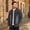 Dark Gray, variant on Fengqque Men's Long Sleeve Vintage Washed Denim Jacket, Lapel Collar Button Down Loose Fit Coat with Chest Pocket White XL