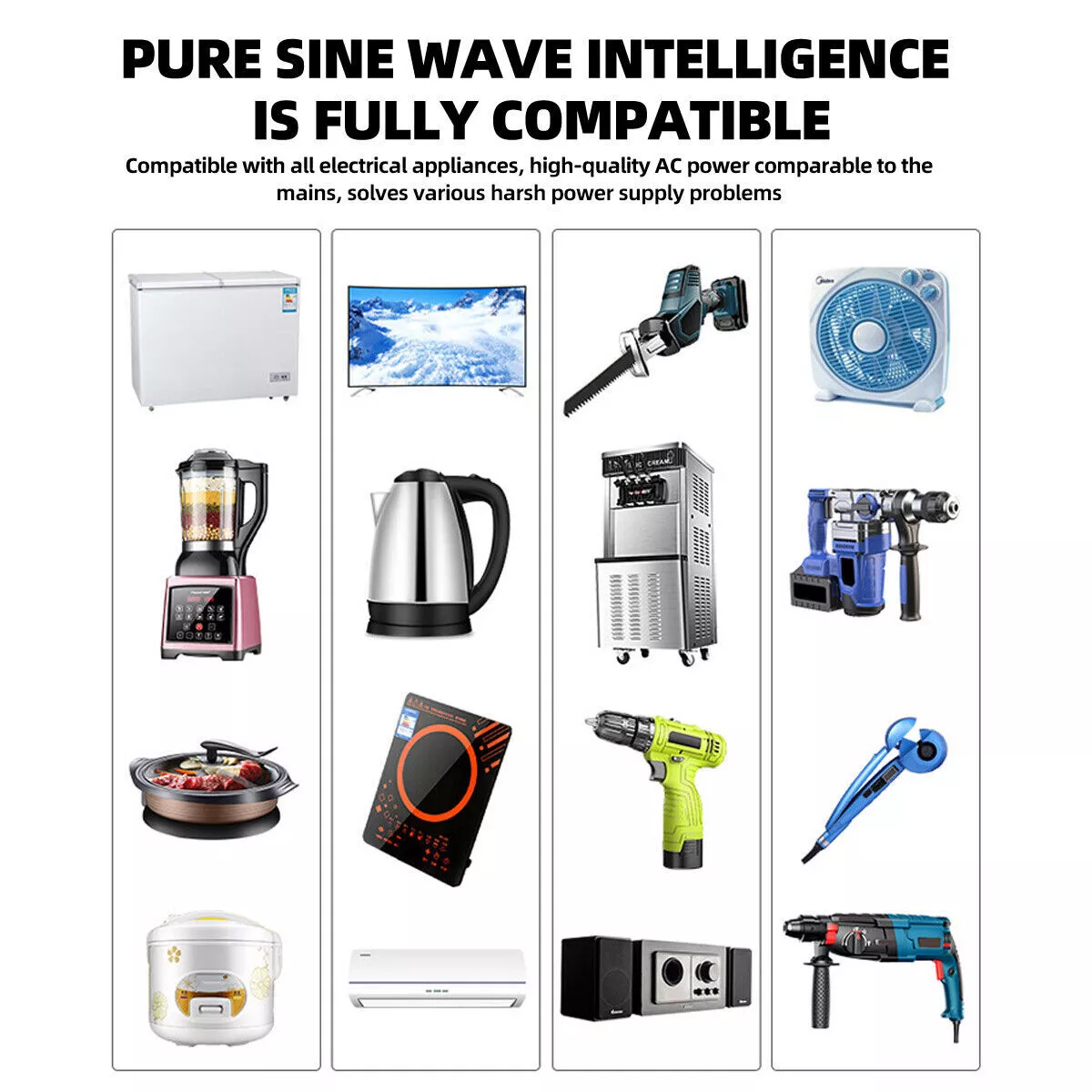2000W 4000W Max 72V to 110V 120V Pure Sine Wave Power Inverter Car Converter USB